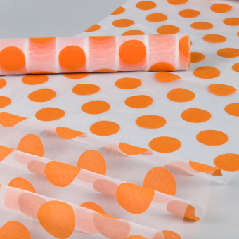 Organza mit Flockdruck "Punkte" 500 mm | orange