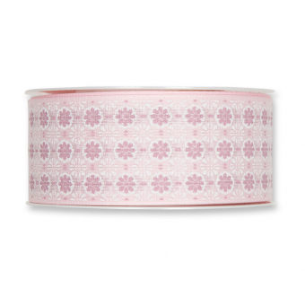 Druckband "Blmchen-Ornament" 40 mm | Pastellrosa/Wei