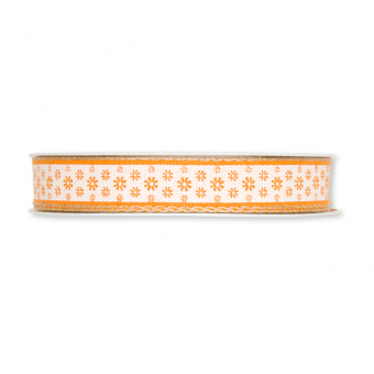 Druckband "Blten" meliert Orange/Wei/Leinen