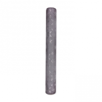 Taftstoff mit Glitterdruck "Schneesterne" 500 mm | grau/silber