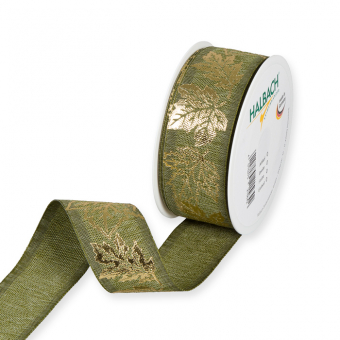 Druckband "Goldenes Herbstlaub" Olivgrn/Gold