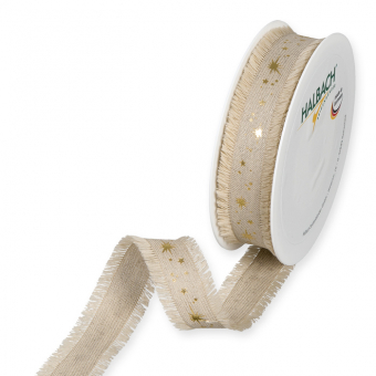 Leinen-Druckband "Goldsternchen" Leinen/Gold