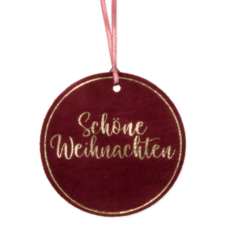 Samt-Hnger" Schne Weihnachten" 3 Stck Dunkelrot/Gold