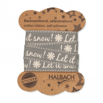 selbstklebendes Baumwollband Grau/Creme grau - Let it snow!