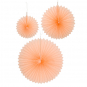 Wabenpapier-Fcher 3er Set, Farbe: Apricot