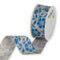 Leinen-Druckband "Blten", Farbe: Blau