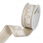 Leinen-Druckband "Zweige/Zapfen", Farbe: Natur/Wei