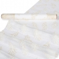 Organza Glitterdruck "Federn", Farbe: Creme/Gold