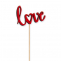 Holz-Stecker "love", Farbe: Rot