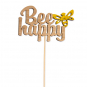 Holz-Stecker "Bee happy", Farbe: Natur/Gelb