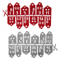 Filz-Adventskalender "Huser", Farbe: Rot/Grau