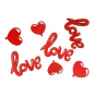 Holz-Streudeko "love" 12 Teile, Farbe: Rot