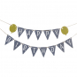 Wimpelgirlande "BIRTHDAY", Farbe: Grau/Olivgrn