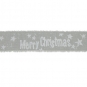 Baumwoll-Druckband "Merry Christmas", Farbe: Grau/Weiß