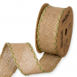 Juteband mit bestickten Kanten, Farbe: Natur/Grn