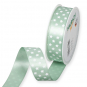 Satin-Druckband "Sternchen", Farbe: Mint/Wei