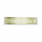 Taftband  "Happy Birthday", Farbe: pastellgrn/wei