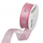 Organza Druckband "Sterne", Farbe: Pastellrosa/Silber