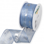 Organza Druckband "Sterne", Farbe: Hellblau/Silber