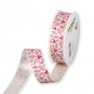 Satin-Druckband "Ilex", Farbe: Creme/Rosa/Rot