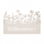 Holz - Schild "Willkommen", Farbe: wei