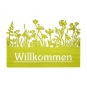 Holz - Schild "Willkommen", Farbe: grn