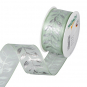 Organza-Druckband "Blattranken", Farbe: Mint/Silber