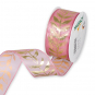 Organza-Druckband "Blattranken", Farbe: Rose/Gold