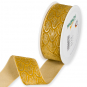 Samt-Druckband "Ornament", Farbe: Honiggelb/Gold