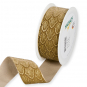 Samt-Druckband "Ornament", Farbe: Natur/Gold