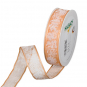 Transparentes Druckband " Bltter", Farbe: Apricot/Wei