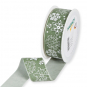 Samt-Druckband "Schneesterne", Farbe: Mint/Wei