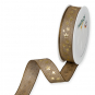 Leinen-Druckband "Sternchen", Farbe: Braun/Gold