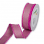 Leinenband Fransenkanten, Farbe: Pink/Leinen
