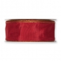 Taftband mit Lurexkanten, Farbe: Ruby/Gold